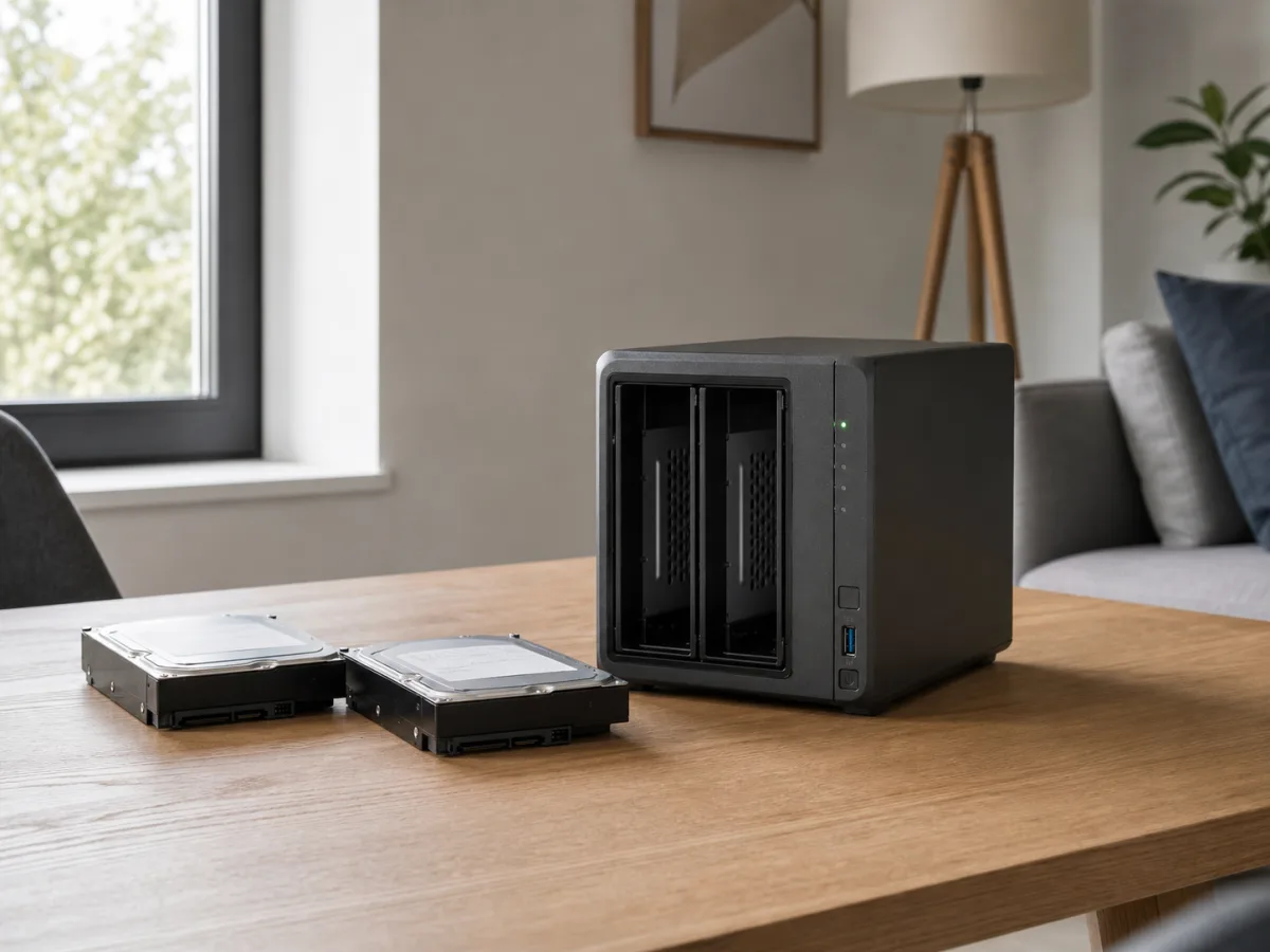 Illustration de disques durs conçus pour fonctionner dans un NAS familial