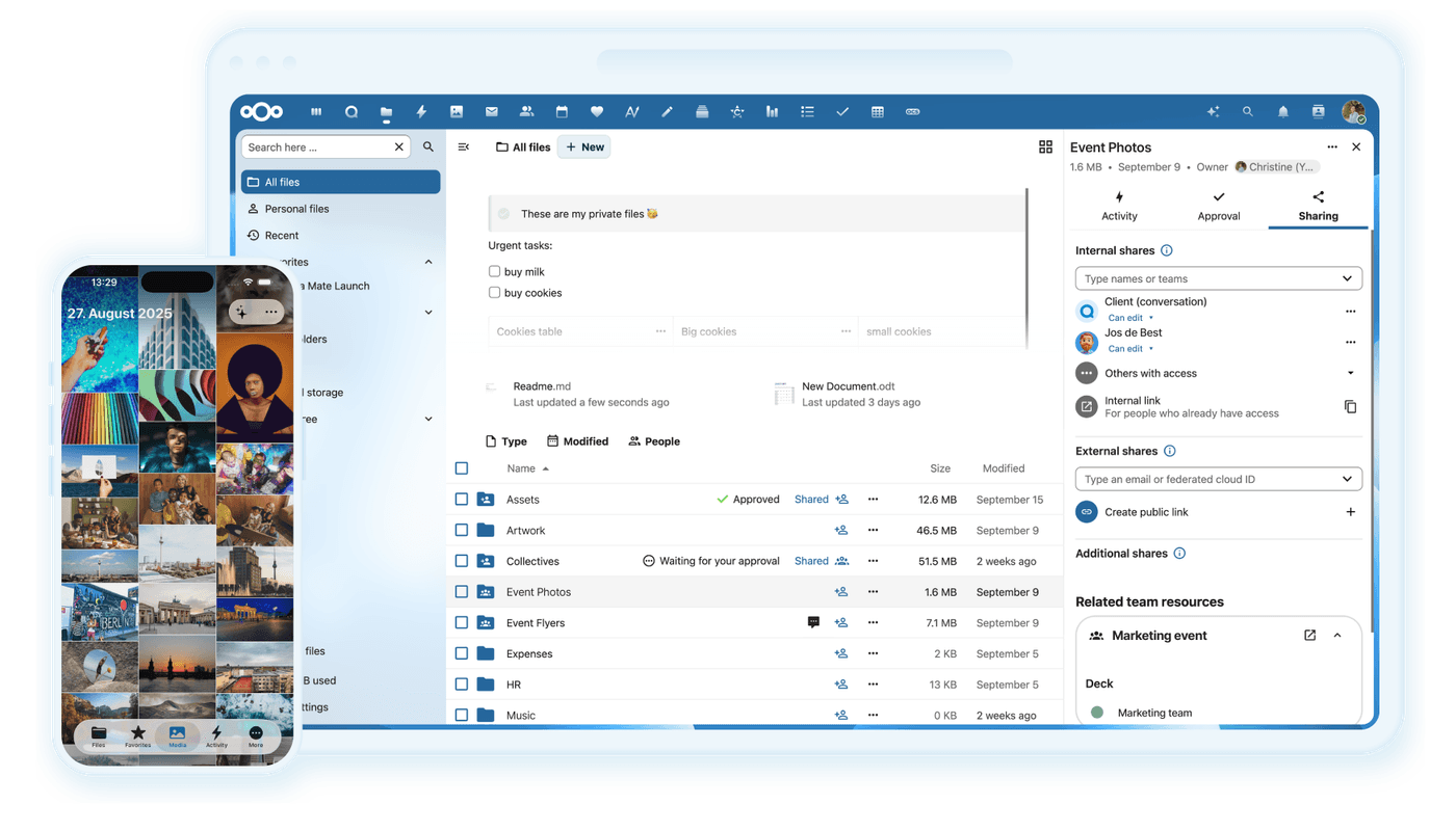 Aperçu Nextcloud