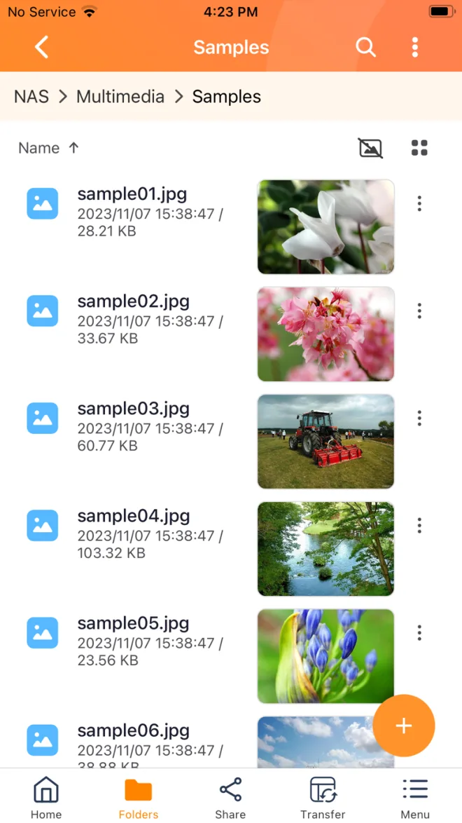 Qfile Pro — Qfile Pro : affichage officiel en liste avec aperçu, taille et date des fichiers.