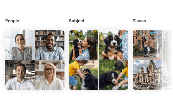 Synology Photos — Albums automatiques officiels : personnes, sujets et lieux.