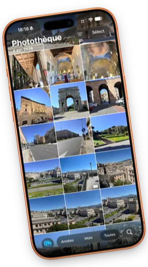 iPhone affichant une photothèque organisée