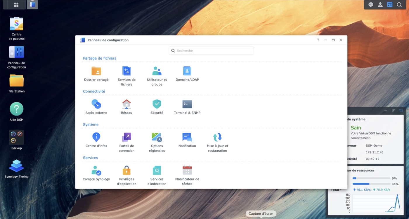 Interface DSM 7 sur Synology DS425+ (vue 2)