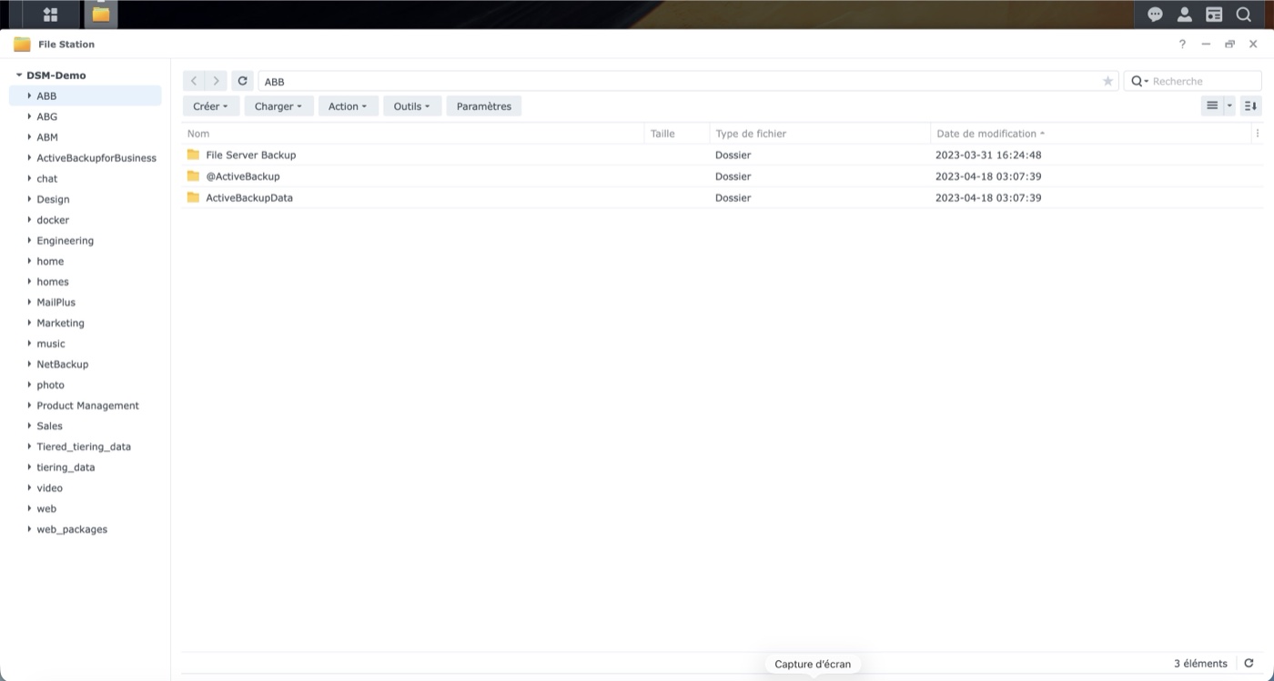 Interface DSM 7 sur Synology DS425+ (vue 3)