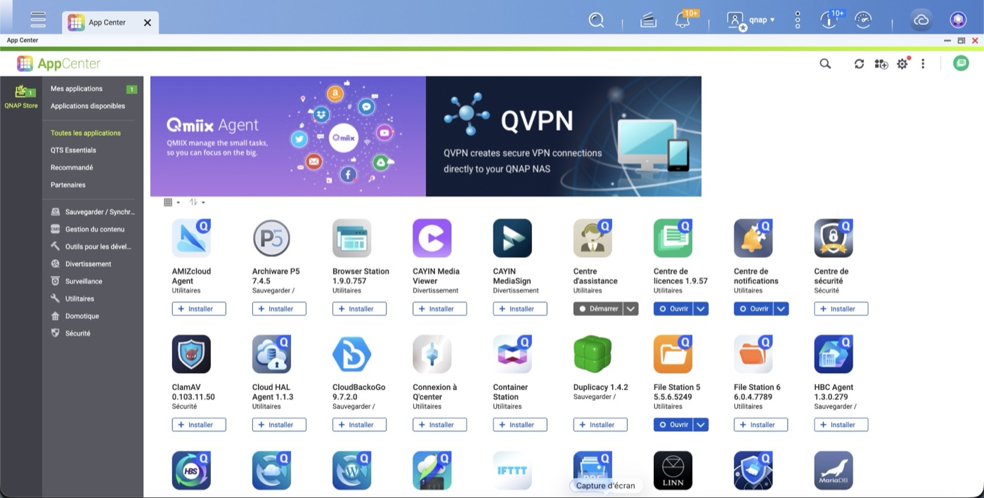 Interface QTS 5 sur QNAP TS-462A (vue 4)