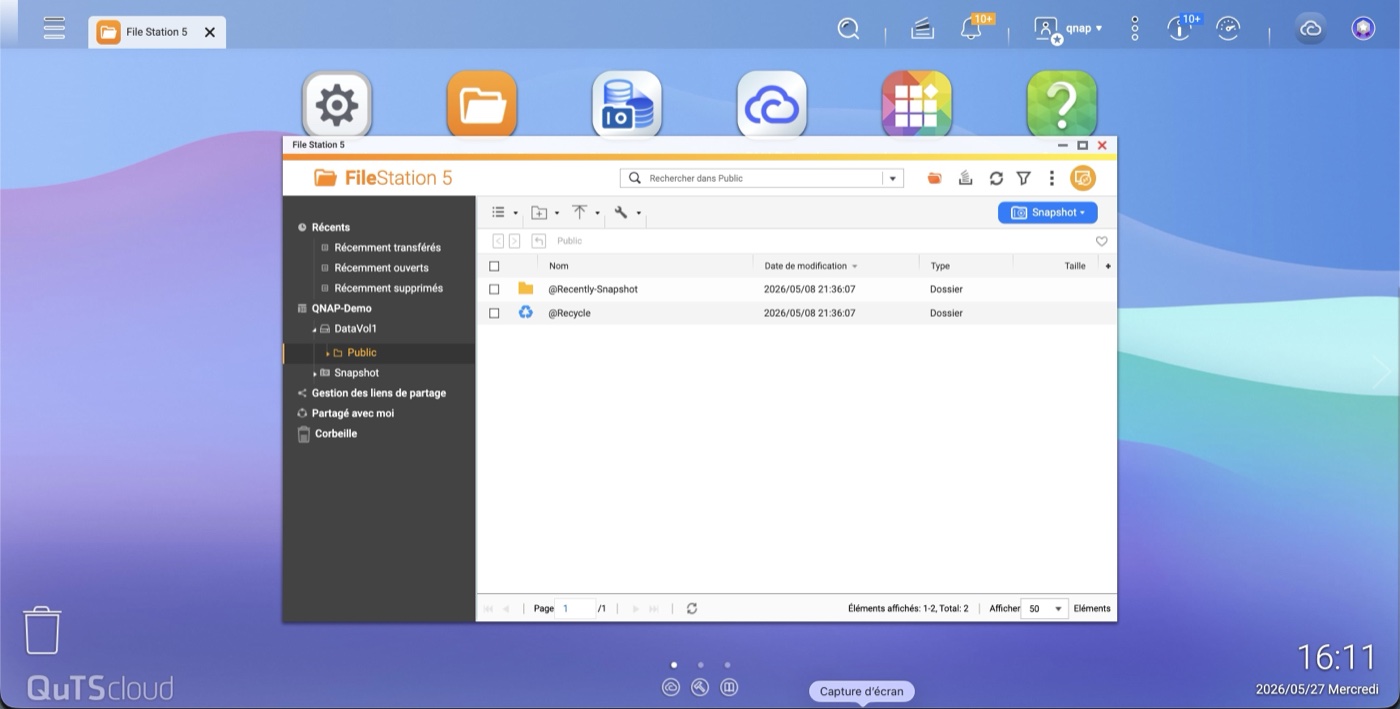 Interface QTS 5 sur QNAP TS-462A (vue 3)