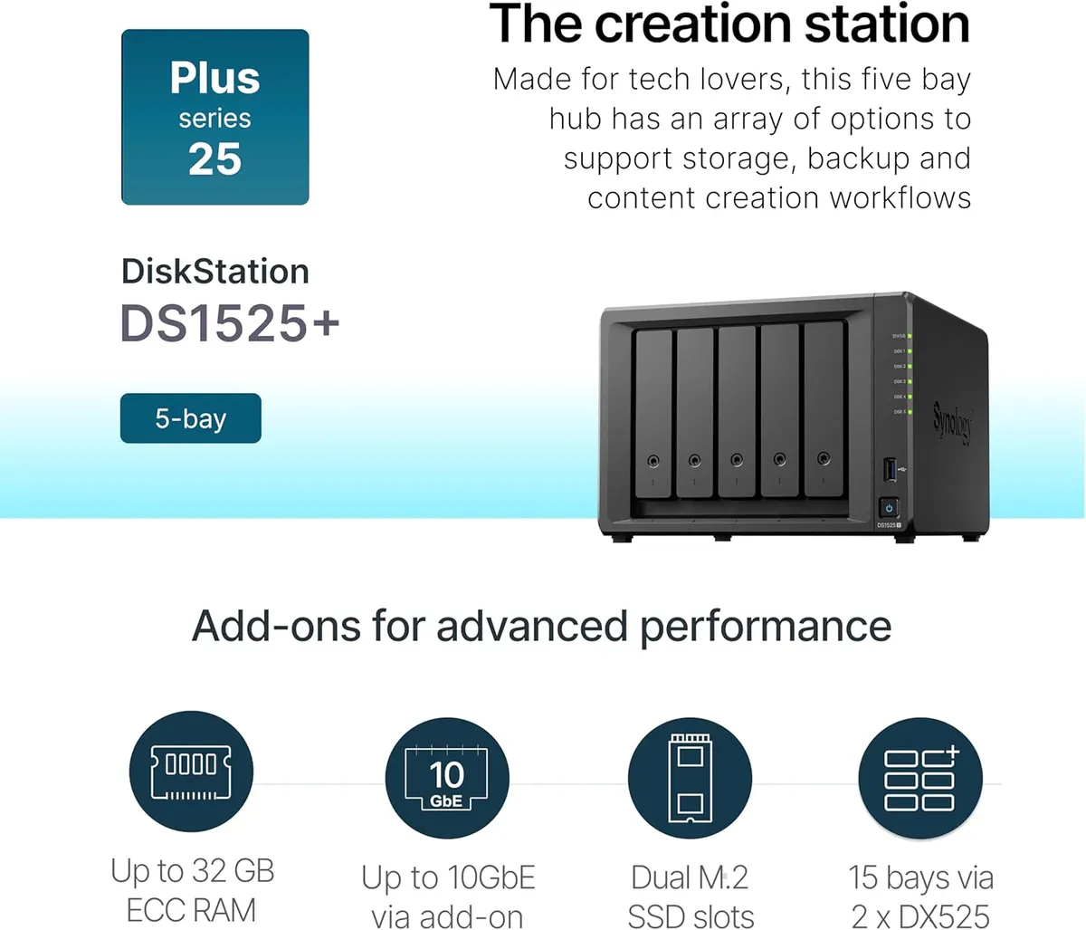 Synology DS1525+ - vue de côté