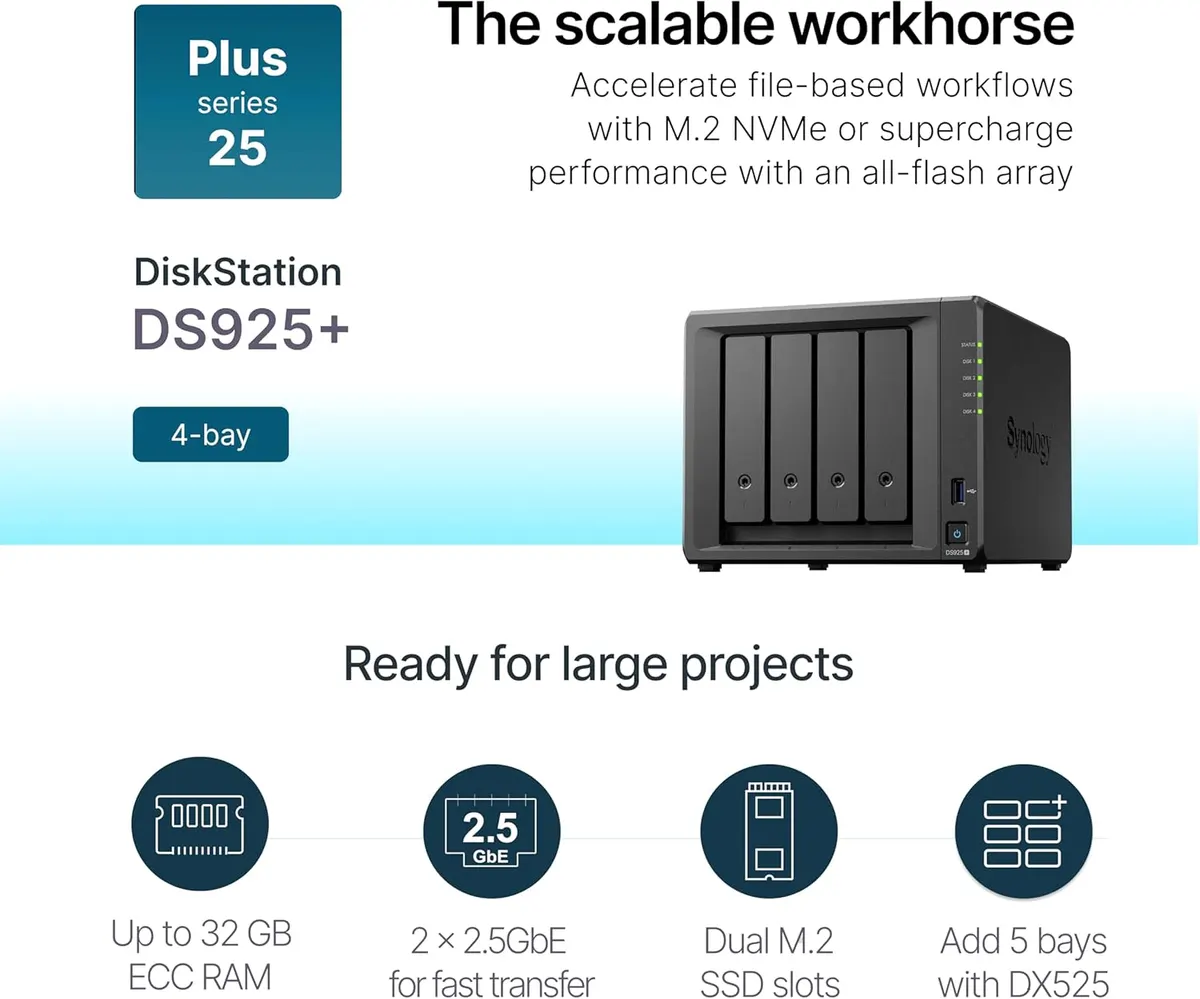 Synology DS925+ - vue de côté